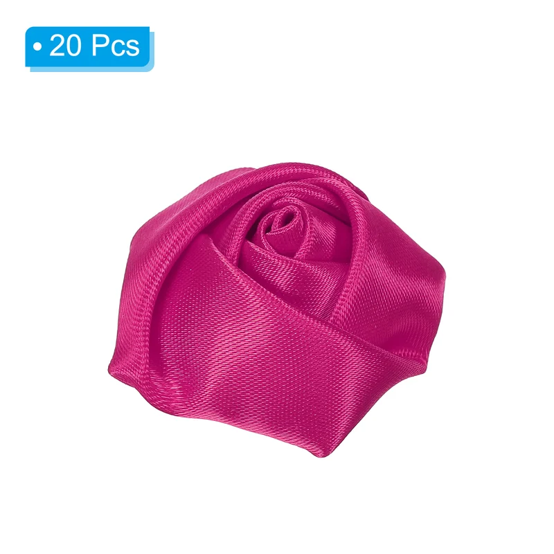 20Pcs Artificial Flowers Roses Heads Satin Rose Fabric Flowers Dark Pink