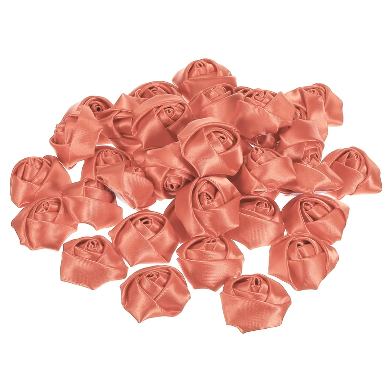 20Pcs Artificial Flowers Roses Heads Satin Rose Fabric Flowers Orange