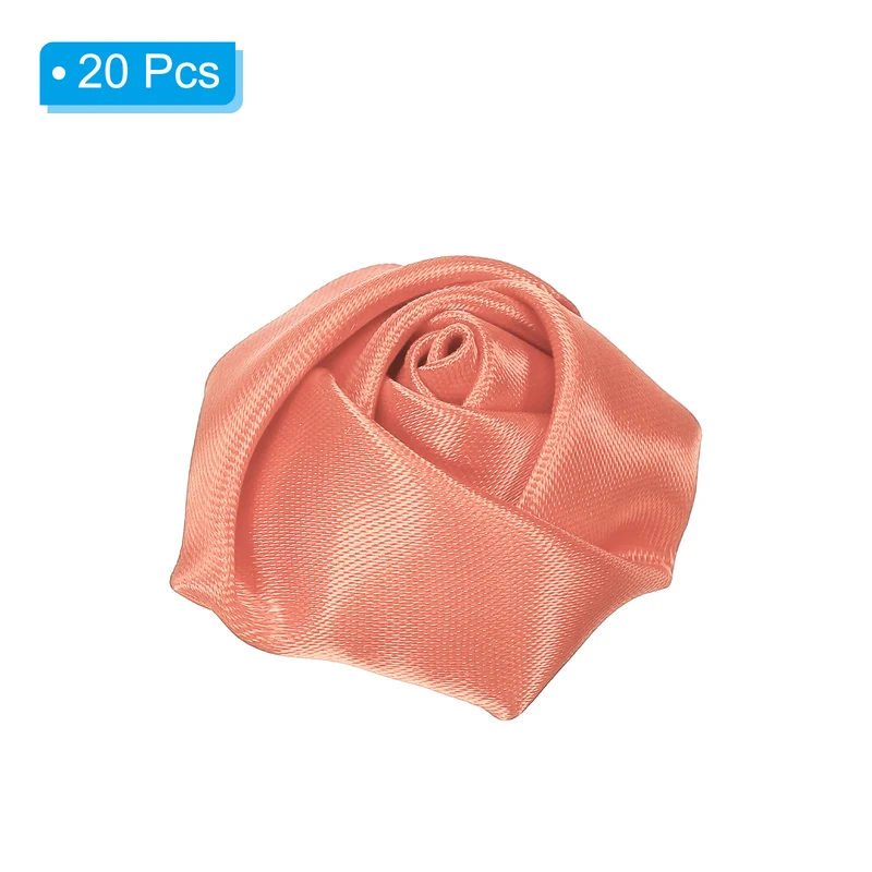 20Pcs Artificial Flowers Roses Heads Satin Rose Fabric Flowers Orange