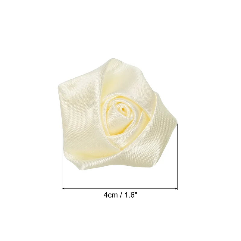 20Pcs Artificial Flowers Roses Heads Satin Rose Fabric Flowers Beige