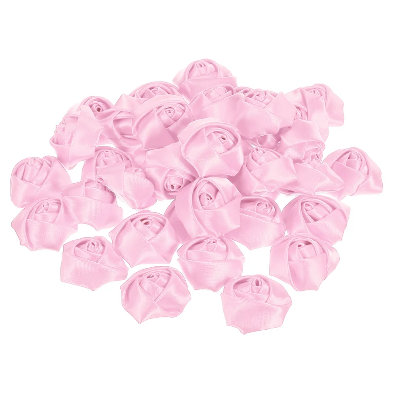 20Pcs Artificial Flowers Roses Heads Satin Rose Fabric Flowers Pink