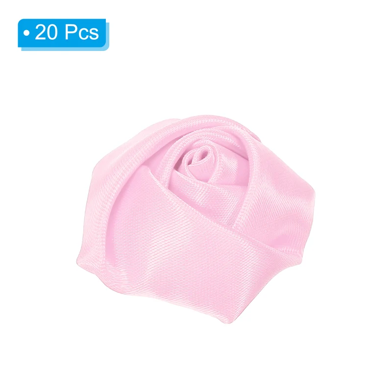 20Pcs Artificial Flowers Roses Heads Satin Rose Fabric Flowers Pink