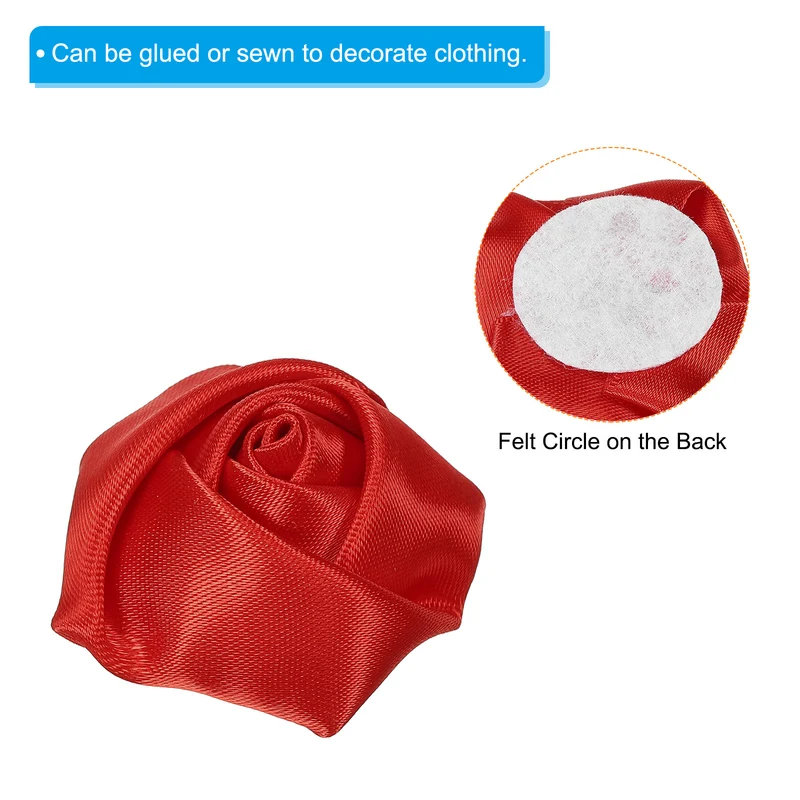 20Pcs Artificial Flowers Roses Heads Satin Rose Fabric Flowers Red