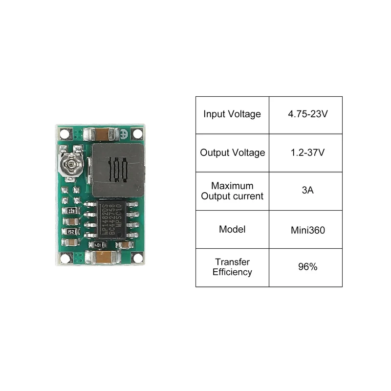 DC-DC Buck Converter Voltage Regulator Mini360 4.75-23V to 1-17V 3A Green for RC Airplane Power Adjustment Pack of 3