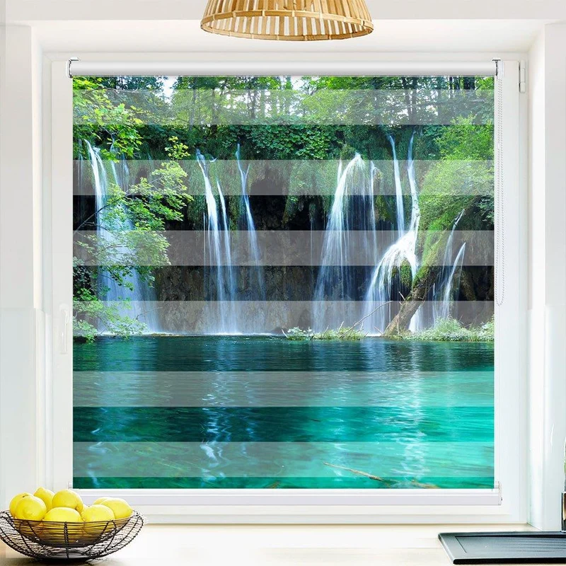 Klemmfix Doppelrollo "Wald See Wasserfall" | Klemm Doppelrollo