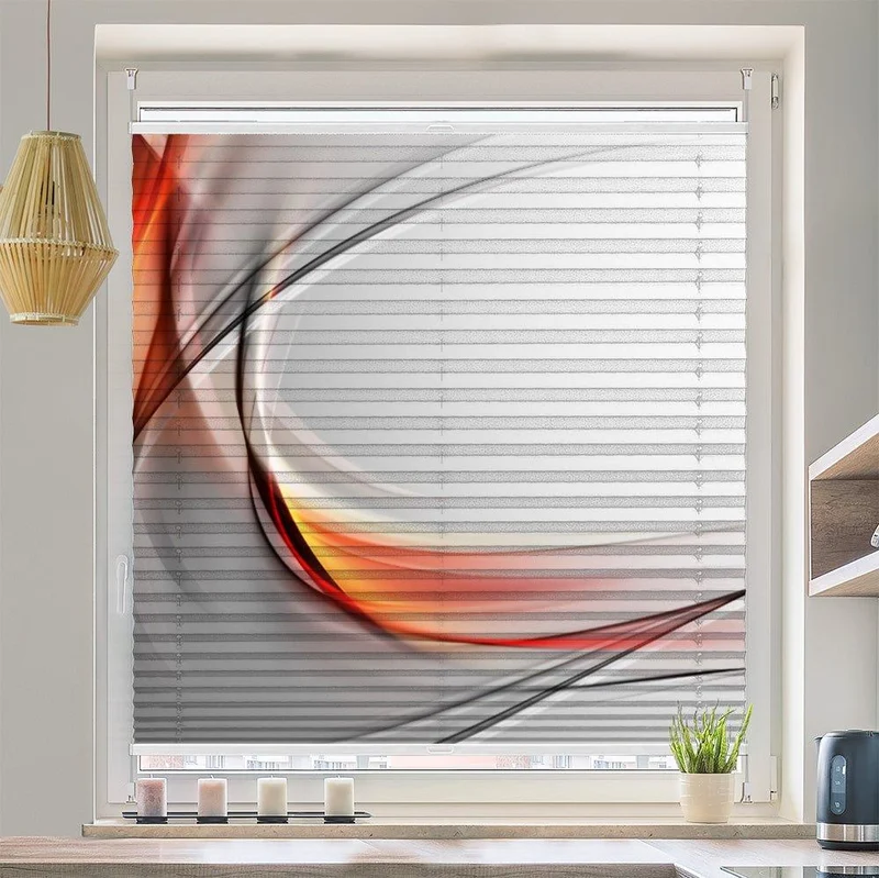 Plissee Motiv "Abstrakt orange grau"