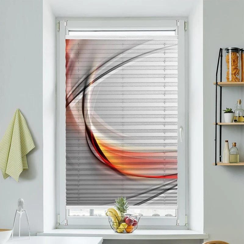 Plissee Motiv "Abstrakt orange grau"