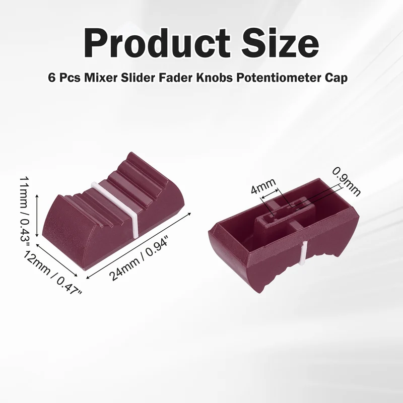 6Pcs Mixer Slider Fader Knobs Potentiometer Caps Fit Hole 4x0.9mm Brown White