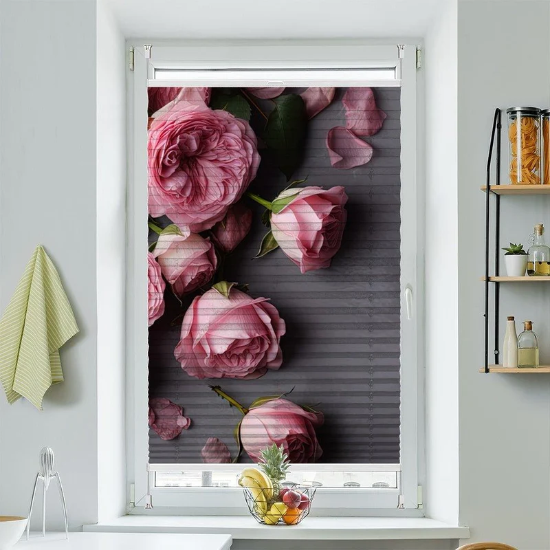 Plissee Motiv "Rose pink shabby"