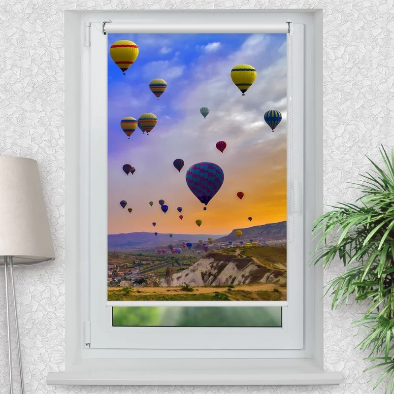 Klemmfix Rollo 'Ballons Schoene Landschaft' | Motiv-Klemmrollo