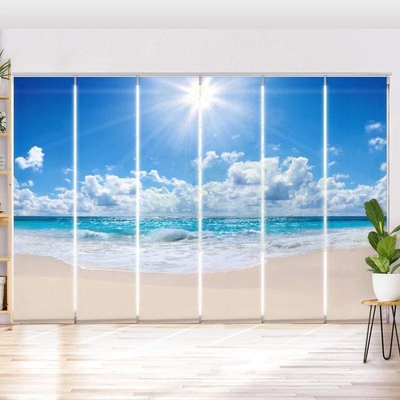 Schiebegardine Motiv "Wellen Strand Sonne"