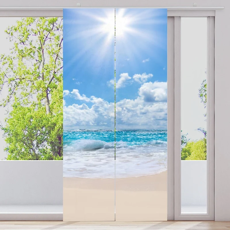 Schiebegardine Motiv "Wellen Strand Sonne"