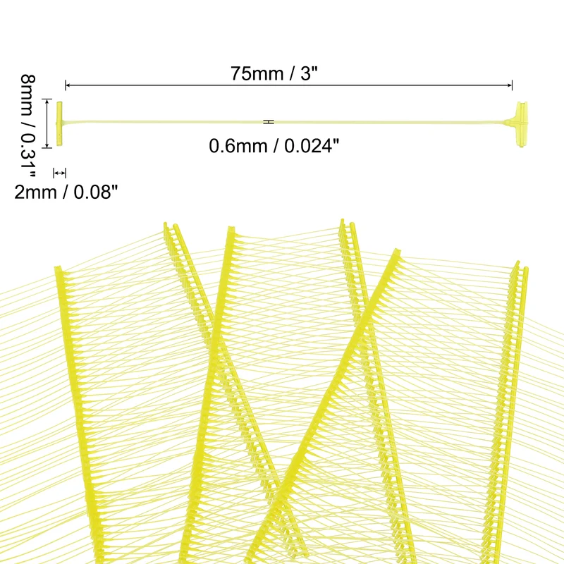 2000pcs 75mm Tagging Fasteners Clothing Tag Barbs Attachments Price Tags Yellow