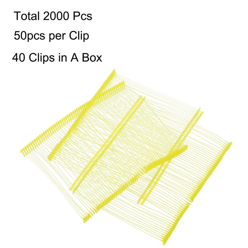 2000pcs 75mm Tagging Fasteners Clothing Tag Barbs Attachments Price Tags Yellow