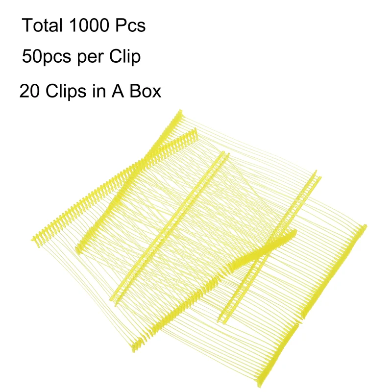 1000pcs 75mm Tagging Fasteners Clothing Tag Barbs Attachments Price Tags Yellow
