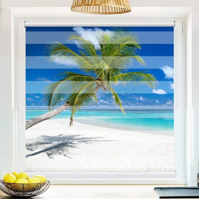 Klemmfix Doppelrollo "Tropen Meer Strand" | Klemm Doppelrollo