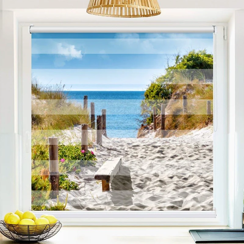 Klemmfix Doppelrollo "Strand Meer Düne" | Klemm Doppelrollo