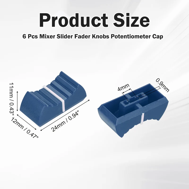 6Pcs Mixer Slider Fader Knobs Potentiometer Caps Fit Hole 4x0.9mm Blue White