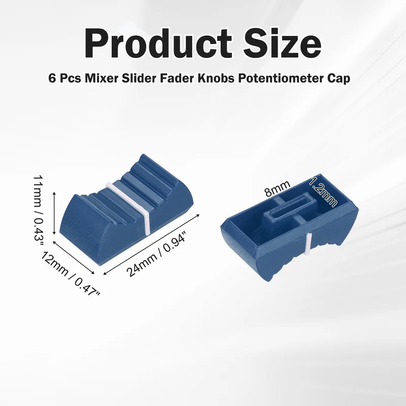 6Pcs Mixer Slider Fader Knobs Potentiometer Caps Fit Hole 8x1.2mm Blue White