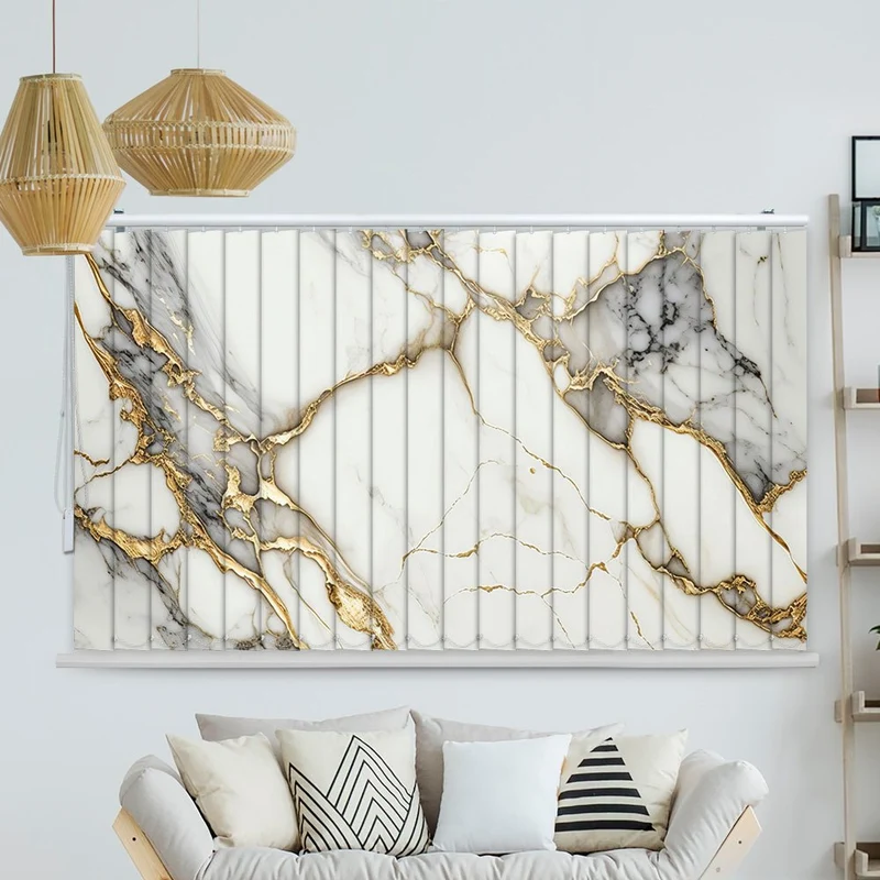 Lamellenvorhang Motiv "Marmor weiss gold luxus"
