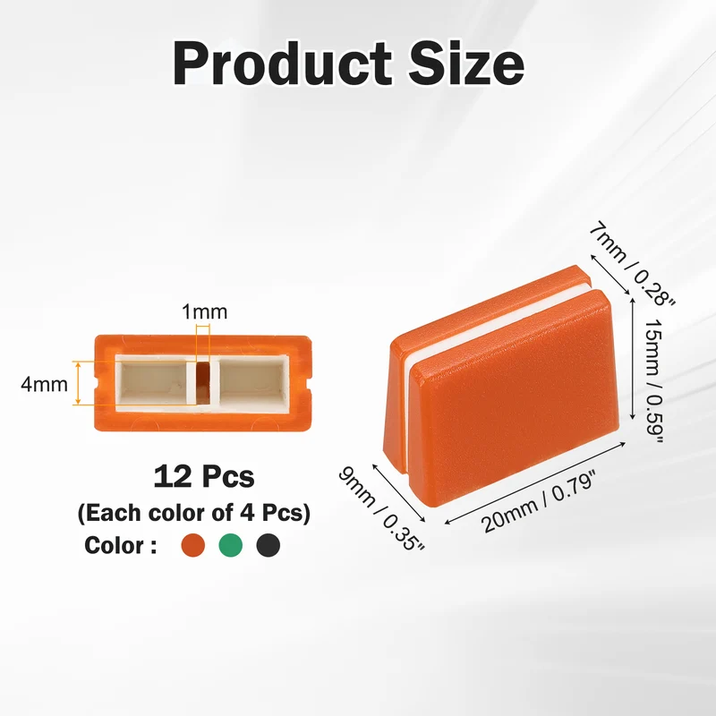 12Pcs Mixer Slider Fader Caps Universal Fader Knobs, Black/Orange