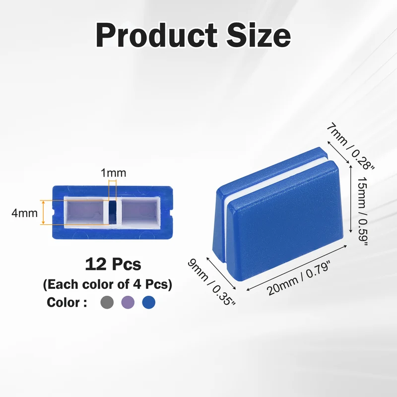 12Pcs Mixer Slider Fader Caps Universal Fader Knobs, Purple/Blue