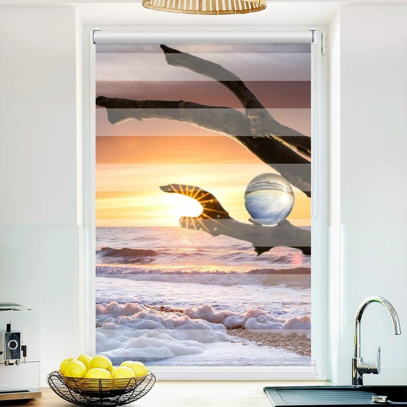 Klemmfix Doppelrollo "Wellen Glaskugel maritim" | Klemm Doppelrollo