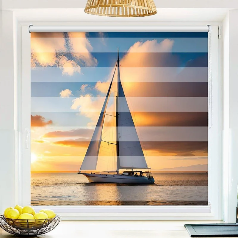 Klemmfix Doppelrollo "Sommer Segelboot" | Klemm Doppelrollo