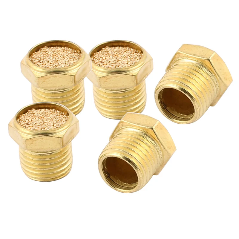 1/4BSP Male Thread Brass Air Pneumatic Noise Silencer Exhaust Muffler 5Pcs