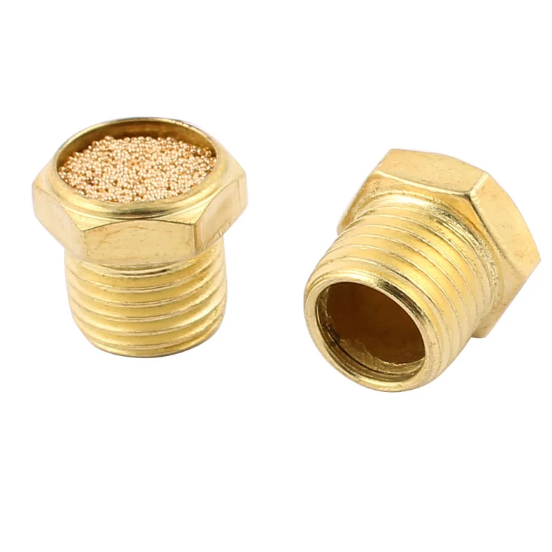 1/4BSP Male Thread Brass Air Pneumatic Noise Silencer Exhaust Muffler 5Pcs