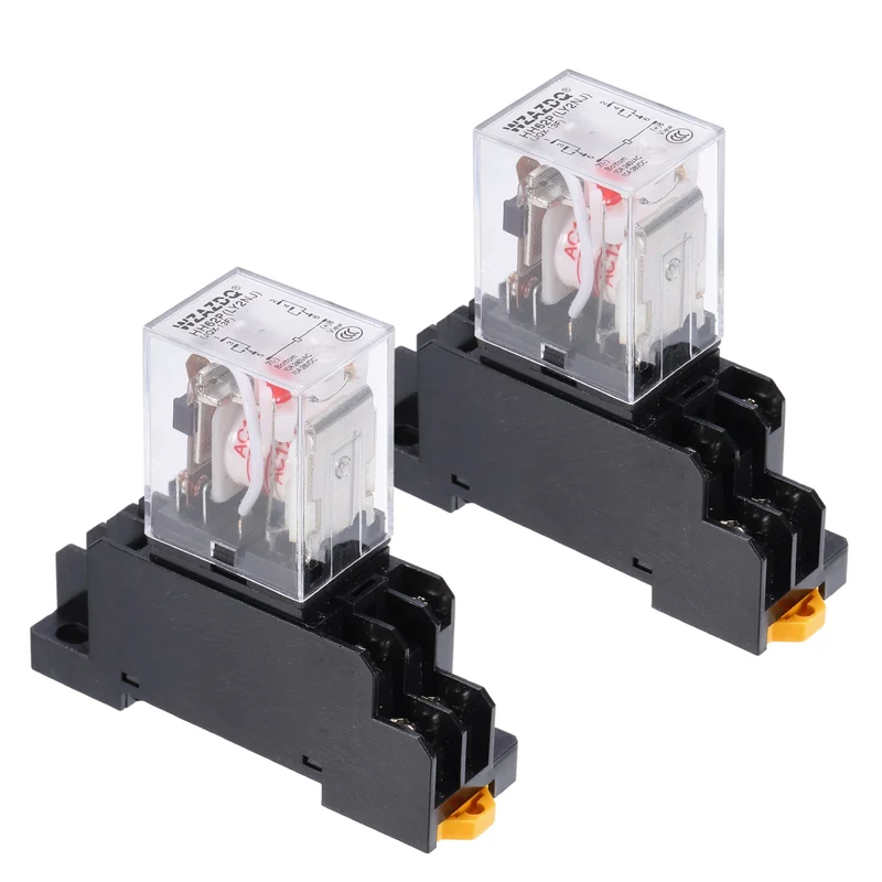 2Set AC220V Relay 8 Pin 10A DIN Rail Electromagnetic Power Relay