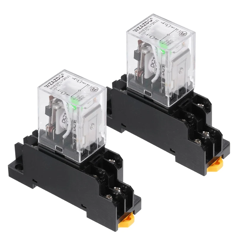2Set DC24V Relay 8 Pin 10A DIN Rail Electromagnetic Power Relay