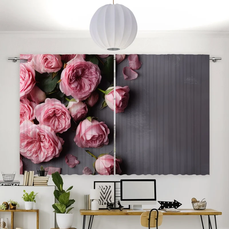Vorhang Motiv "Rosen ping shabby chic"