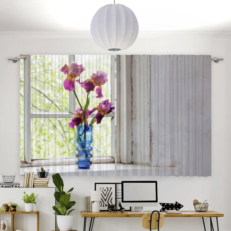 Vorhang Motiv "Blumenvase shabby chic"