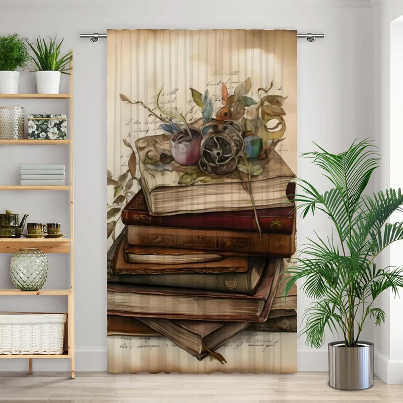 Vorhang Motiv "Bücher Stapel vintage"