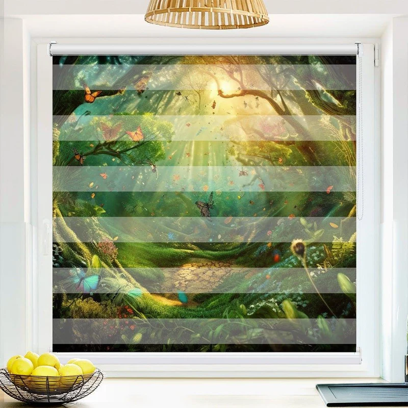 Klemmfix Doppelrollo "Wald Fantasie Schmetterlinge" | Klemm Doppelrollo