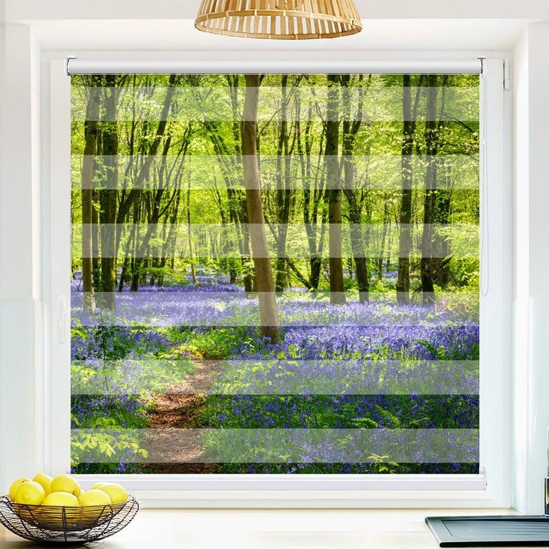 Klemmfix Doppelrollo "Wald Baeume Glockenblumen" | Klemm Doppelrollo