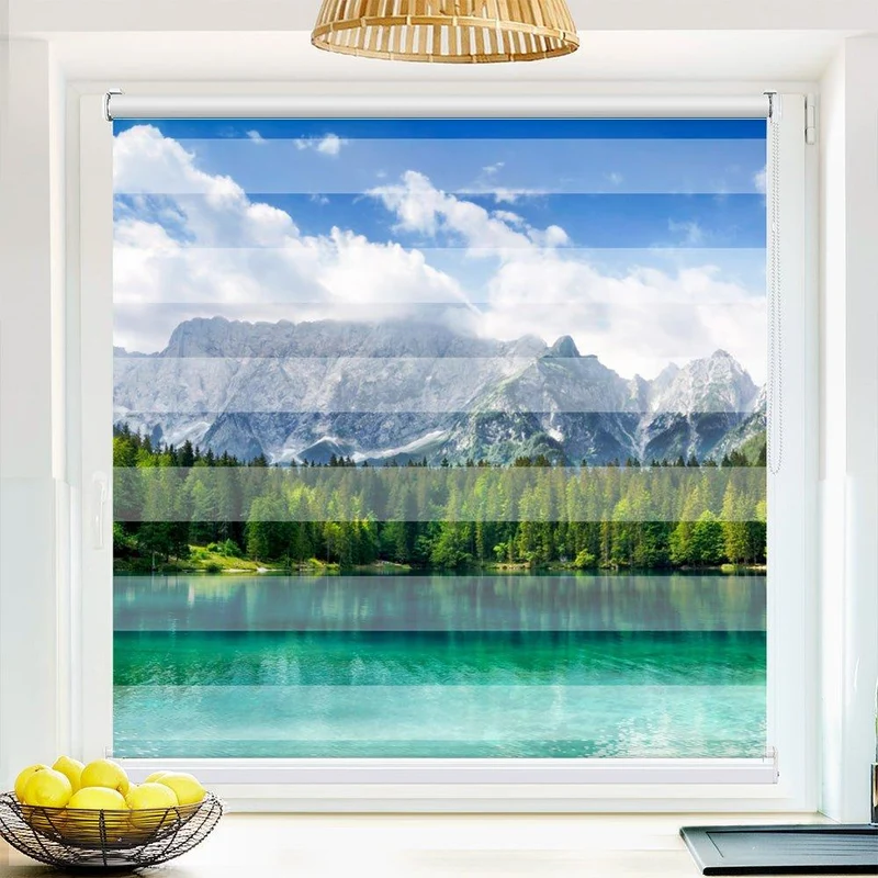Klemmfix Doppelrollo "Bergsee Wald Baeume" | Klemm Doppelrollo