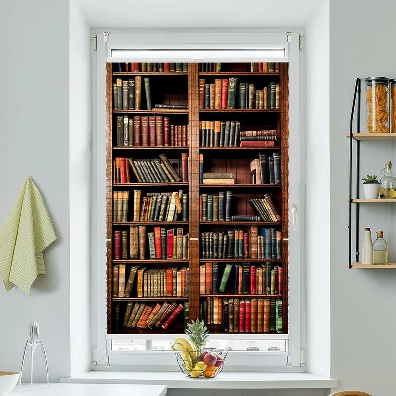 Plissee Motiv "Bücherregal vintage"