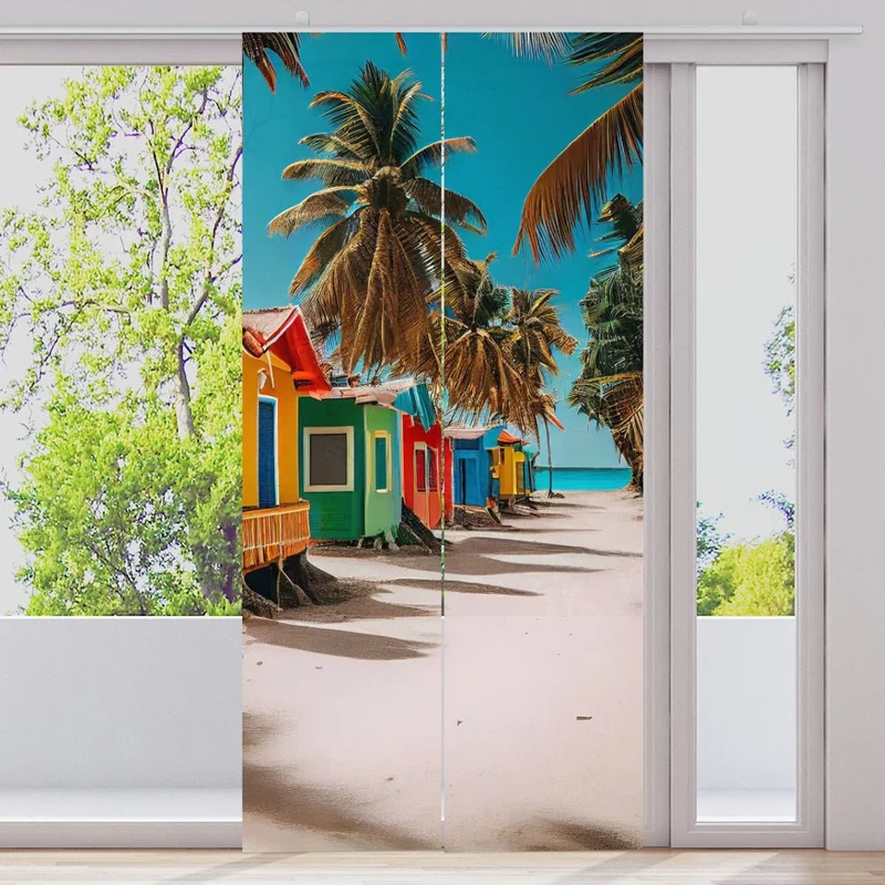 Schiebegardine Motiv "Catalina Beach Meer Haus"