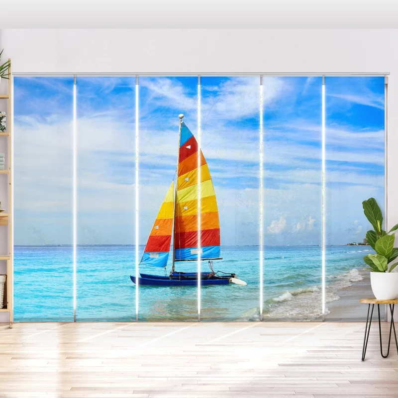 Schiebegardine Motiv "Segelbot Strand Florida"