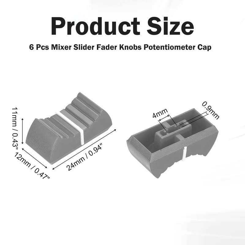 6Pcs Mixer Slider Fader Knobs Potentiometer Caps Fit Hole 4x0.9mm Grey White