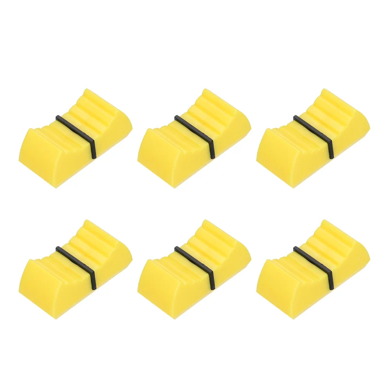 6Pcs Mixer Slider Fader Knobs Potentiometer Caps Fit Hole 4x0.9mm Yellow Black