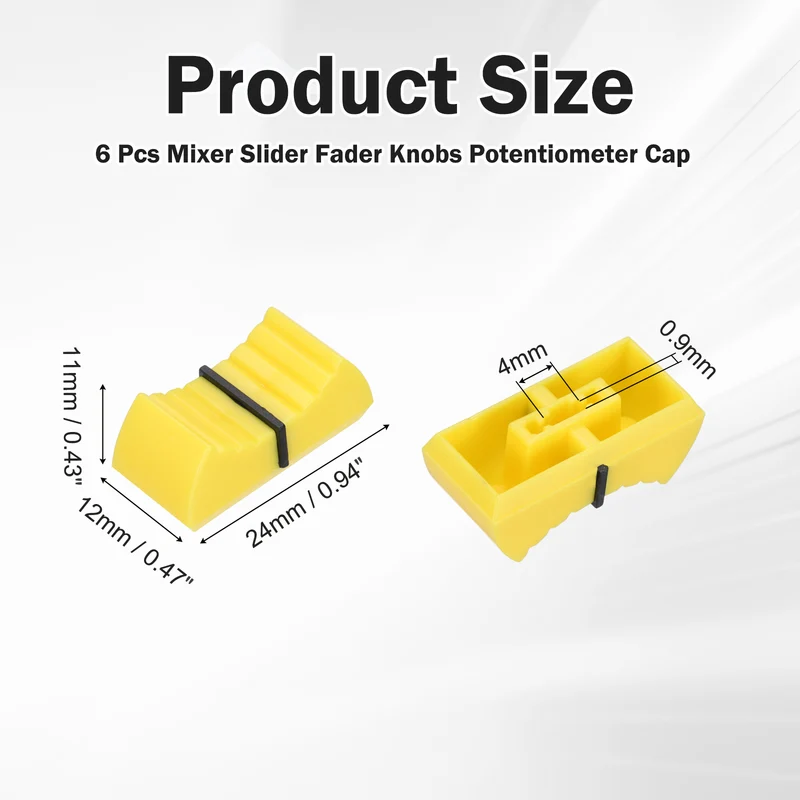 6Pcs Mixer Slider Fader Knobs Potentiometer Caps Fit Hole 4x0.9mm Yellow Black