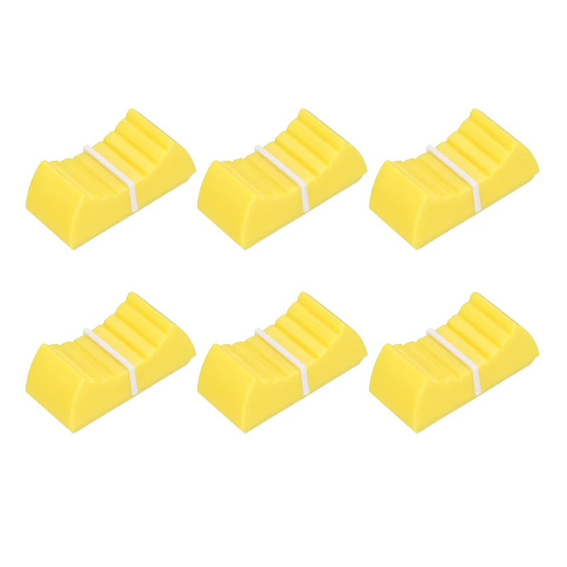 6Pcs Mixer Slider Fader Knobs Potentiometer Caps Fit Hole 8x1.2mm Yellow White
