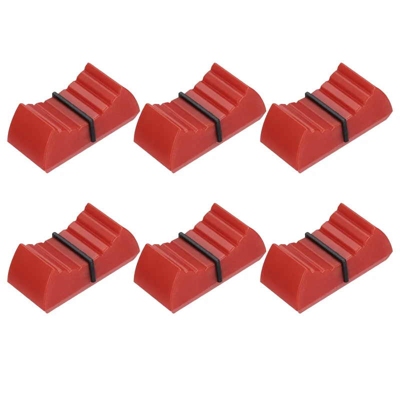 6Pcs Mixer Slider Fader Knobs Potentiometer Caps Fit Hole 8x1.2mm Red Black