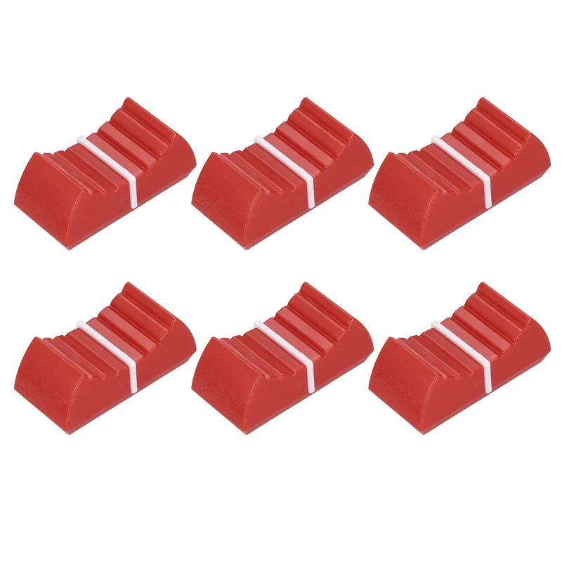 6Pcs Mixer Slider Fader Knobs Potentiometer Caps Fit Hole 4x0.9mm Red White
