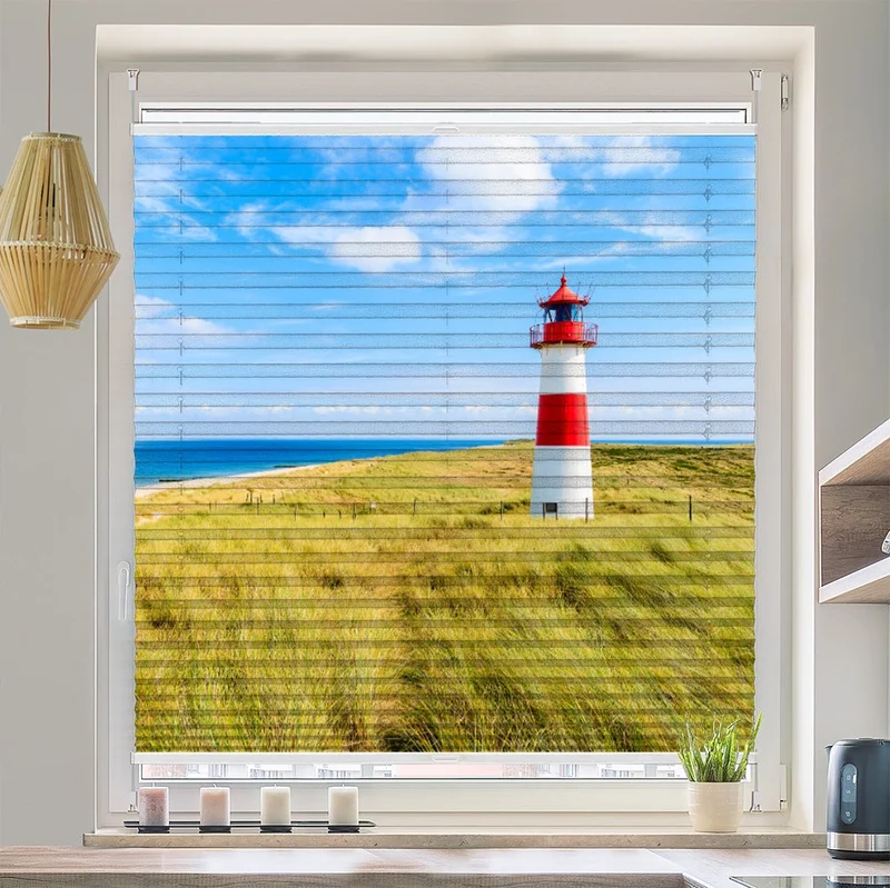Wabenplissee Motiv "Sylt Leuchtturm"