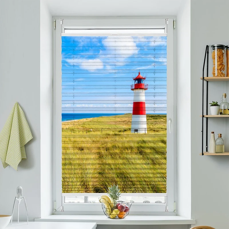 Wabenplissee Motiv "Sylt Leuchtturm"