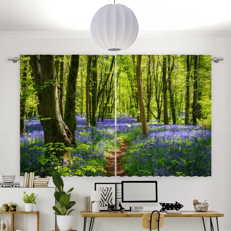 Vorhang Motiv "Glockenblumen Wald"